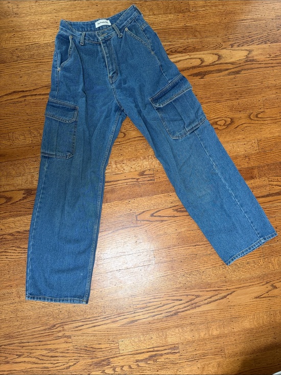 The Frankie Shop Denim - The Frankie Shop Blue Cargo Straight-Leg Jeans